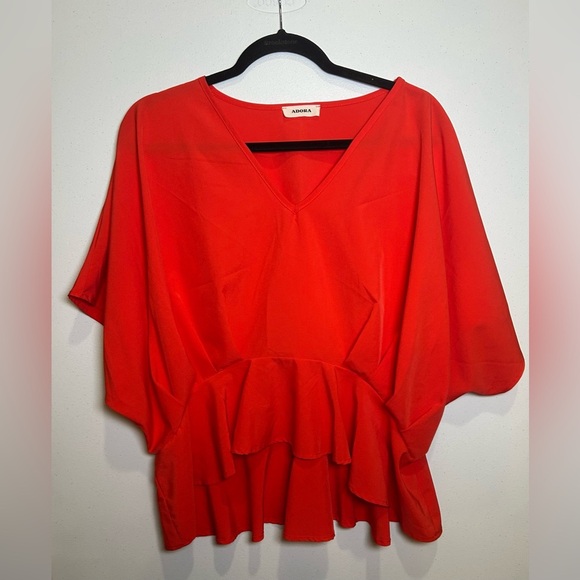 ADORA Women's Burnt Orange Ruffle Blouse. Size Large - Picture 1 of 7